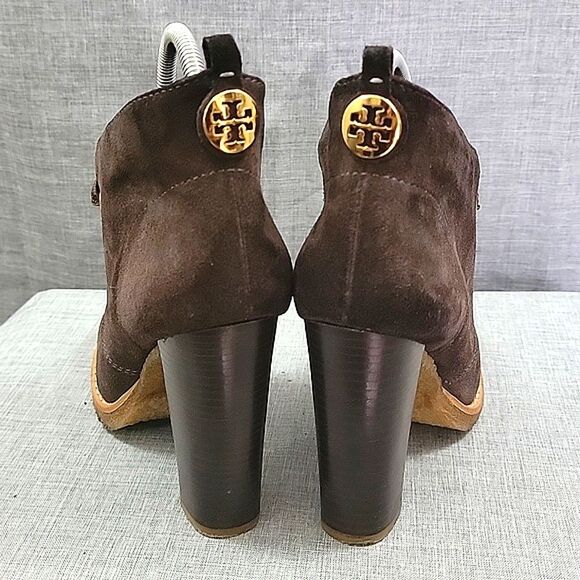 Tory Burch Hillary Brown Suede Leather heeled Lace-up Bootie, women's SZ 7.5 - Picture 6 of 11